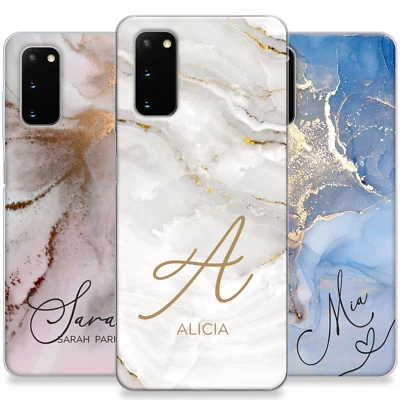 Personalised Phone Case Marble Name Silicone Cover For Samsung S20 S21 Ultra S9 - Image 1 of 4