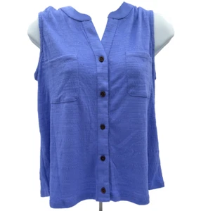 $68 C&C California Women’s Crinkle Knit Sleeveless Top - Periwinkle - Medium Tag - Picture 1 of 7