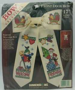 New Cross Stitch Kit 8540 Welcome Friends Bow Dimensions 1997 - Picture 1 of 4