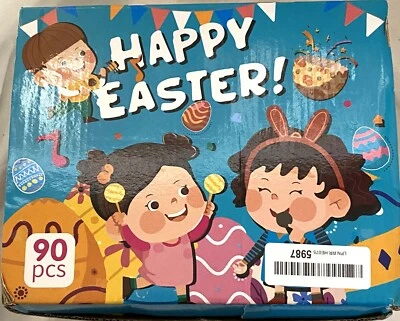 90 Colorful Plastic Easter Eggs with Assorted Toys and Trinkets - Image 1 of 4