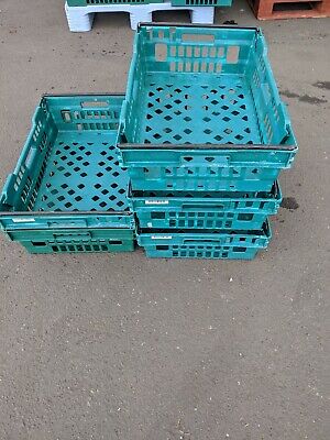 5 X Large Green Bail Arm Crates / Bale Arm Supermarket Plastic Boxes 69-44-19cm • 25£
