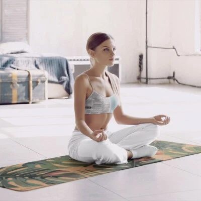 Yoga Mat -  LIMITED EDITION Premium 100% Natural Cork & Rubber Mat - Monstera - Image 1 of 4