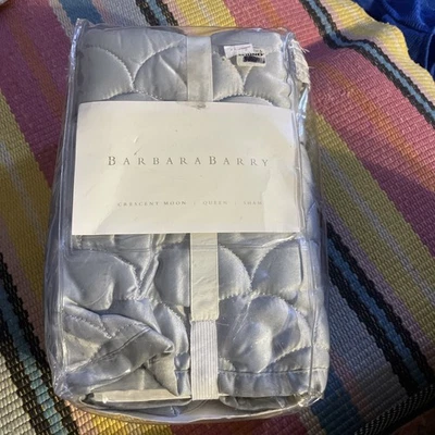 Almohada acolchada Queen Barbara Barry Crescent Moon Sham Lagoon $60 nueva Foto 1 de 4