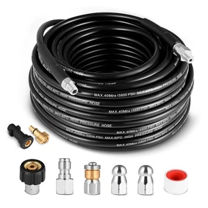 Hlieeosfcn 30M/100 FT Pressure Washer Hose,5800 PSI Pressure Washer Drain Pipe - Picture 1 of 5
