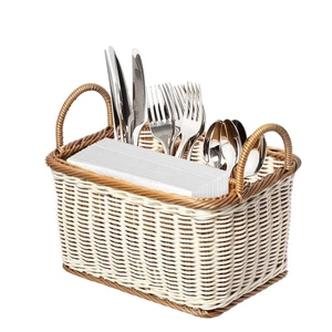  Cutlery Holder Wicker Bread Storage Basket for Pantry Woven Baskets - Picture 1 of 11