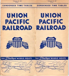 UNION PACIFIC RAILROAD CONDENSED TIME TABLES FEBRUARY 15, 1947 - Picture 1 of 15