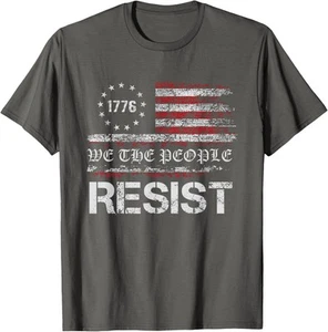 Resist Trump Protest Anti Political American Flag Unisex T-Shirt - Picture 1 of 8