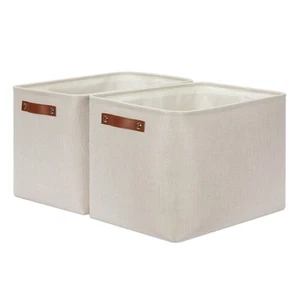 2-Pack Large Storage Baskets for Organizing 16"x12"x12" Canvas Fabric Storage - Picture 1 of 7