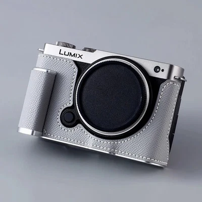 Estuche de cuero genuino para cámara con agarre de metal placa de cola de milano incorporada para LUMIX S9  Foto 1 de 4