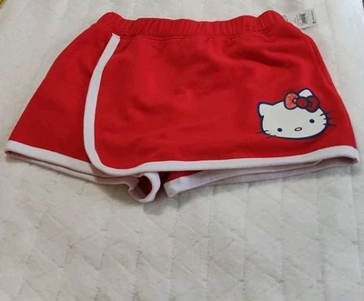 Pantalones Cortos Hello Kitty Gráficos Vellón Niñas Nuevos con Etiquetas Rojo Talla Grande Foto 1 de 4