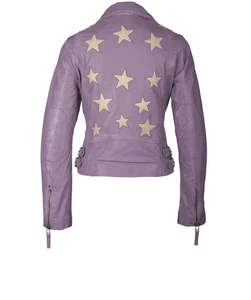 Mauritius Purple Star Leather Moto Jacket Size 4 - Picture 1 of 6