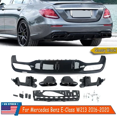 Rear Bumper Diffuser W/ Exhaust Tips For Mercedes Benz E-Class W213 E43 2016-20 Foto 1 de 4