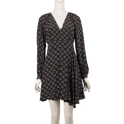 EQUIPAMIENTO Vestido Alexandria 2 Negro Estampado de Estrellas Seda Globo Manga Larga Cuello en V Foto 1 de 4