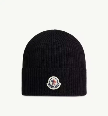 Unisex Black Moncler Cotton Beanie - Image 1 of 3
