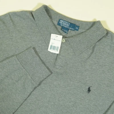 Vintage Polo Ralph Lauren Soft Touch Polo Shirt Mens XL Gray Long Sleeve New 90s - Image 1 of 4