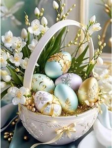 Diamond Art Painting Kits for Adults,Easter Eggs Diamond Painting Kits for Begin - Picture 1 of 7