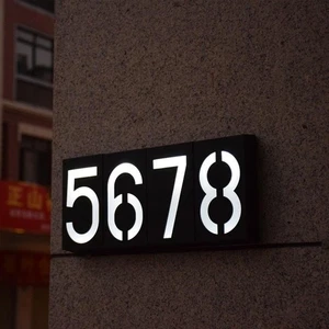 Solar LED Light House Address Number 0-9 Street Doorplate Wall Lamp Door Sign - Picture 1 of 21