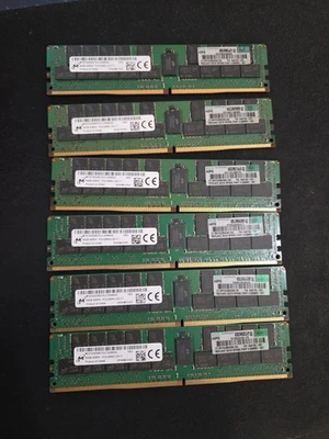 LOT OF 6 DDR4 64gb RDIMM 4DRX4 Micron PC4-2666V-LE2-11 - Image 1 of 4