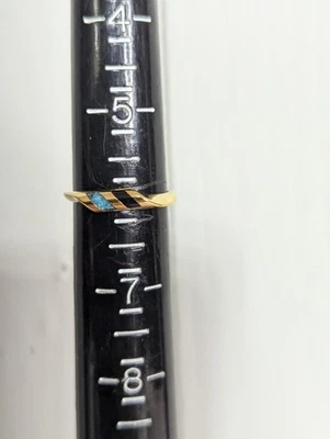 Mujer Hombre Unisex Oro Banda Anillo Talla 6 Turquesa Negro Ónix? incrustación colores Foto 1 de 4