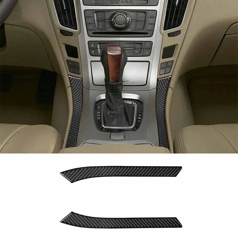 Carbon Fiber For CADILLAC CTS SPORT 2008-UP Gear Shift Trim Strip Cover Panel 2X - Изображение 1 из 4