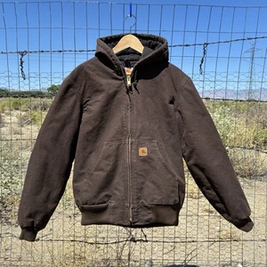 Carhartt J130 DBK Hooded Full Zip Jacket Men Small Distressed Y2K Grunge - Imagen 1 de 18
