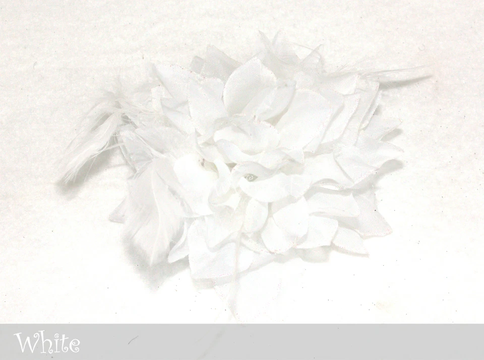 Lady Feather Flash Powder Glitter Flower Brooch Pin Bridal Party Hair Headdress - Image 1 of 1