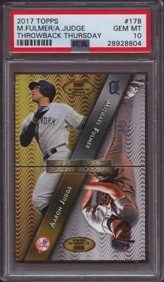 2017 Topps Throwback Thursday 178 Aaron Judge Michael Fulmer PSA 10 Gem Low Pop - Image 1 of 4