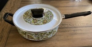 Padella vintage MCM anni 70 Fancipans verde avocado paisley con coperchio - Foto 1 di 14