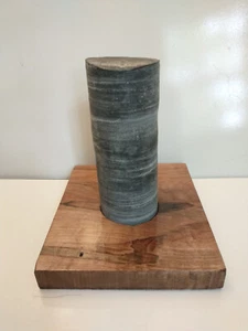 Mineral Core Sample 6" Tall, 2" Diameter on Wood Base (6" x 7" x 3/4" Thick) - Picture 1 of 5