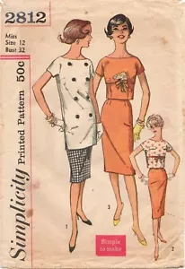 Vintage Simplicity Sewing Pattern 2812 Skirt & Overblouse Miss Size 12 Bust 32 - Picture 1 of 4