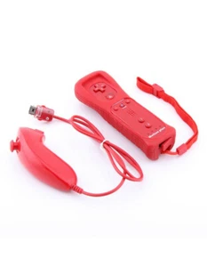 Manette Wiimote Motion Plus intégrée + Nunchuk filaire Pour Wii & Wii U - Rouge - Imagen 1 de 2