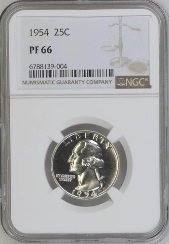 1954 Silver Proof Washington Quarter NGC PF66 Cover