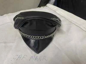 Leather Biker Cap - Finest Soft Real Leather Muir cap peaked cap with chain - Picture 1 of 5