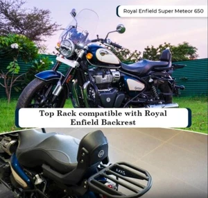 TOP RACK WITH BACKREST MS FIT FOR ROYAL ENFIELD SUPER METEOR 650 - Picture 1 of 6