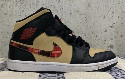 Nike Air Jordan 1 Mid SE Para hombres 8.5 Tartán Swoosh Negro Rojo Cuadros ¡MIRA!👀 Foto 1 de 4