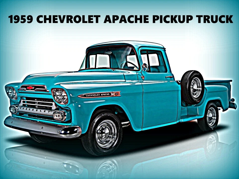 Chevrolet Apache 1959 camioneta pickup letrero de metal nuevo: ¡hermoso en turquesa! Foto 1 de 1