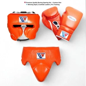 Premium Quality Winning Boxing Sparring Set Gloves, Head Gear & Groin Guard - Picture 1 of 6