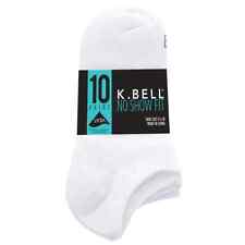 K. Bell Ladies' No Show Sock, Super Soft Cotton, 10-pair, White, size 5.5 - 10