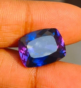 11.50 Ct Natural Bi-Color Sapphire Loose Stone AAA+ Emerald Cut GIJTL Certified - Picture 1 of 12