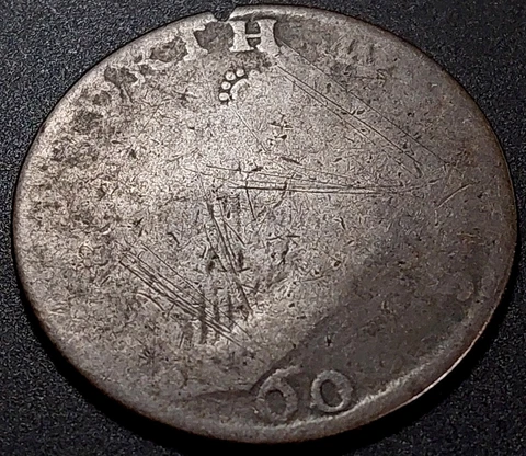 1760 Colonial Evasion Half Penny, George Rules, North Wales! 28 mm, 5.8 g! Cover