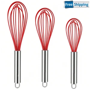 Whisk Commercial Stainless Steel Wisk Silicone Non-Stick Coated Small Wire Whisk - Picture 1 of 12