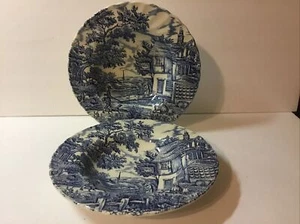 Set di (2) Zuppiera Transferware Myott "The Hunter" blu bordata 9" x 1 1/2" - Foto 1 di 9