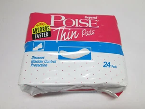 Vintage 1995 Depend Poise dünne Pads 24 Pads versiegelte Verpackung neu hergestellt in den USA - Bild 1 von 4
