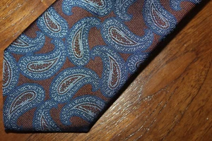 DANIEL CREMIEUX MENS NECKTIE 100% SILK SLIM PAISLEY RUST-BROWN & MULTICOLOR - Picture 1 of 5