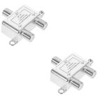  2 PCS Aluminum Alloy Two Splitters Internet Cable Amplified Antenna Coax