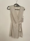 Zara Small S Cotton Jumpsuit Dress Wrap Playsuit Shorts Striped 2865/681 Rrp £50