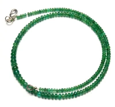A++ Grüner russischer Smaragd glatter Rondell Edelstein 24 Zoll Perlen Halske... - Bild 1 von 4