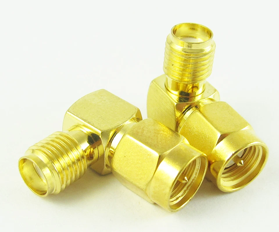 10x SMA Male to SMA Female Right Angle RF Coaxial Adapter Connector Gold Plated - Image 1 of 4