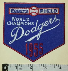 1955 WORLD CHAMPIONS LOS ANGELES DODGERS MLB BASEBALL EBBETS FIELD PATCH - Foto 1 di 1