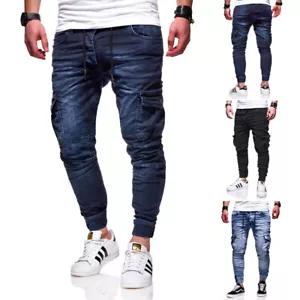 Herren Cargo-Jeans Jogger-Jeans Biker Jeans-Hose 80-2370 NEU - Bild 1 von 10